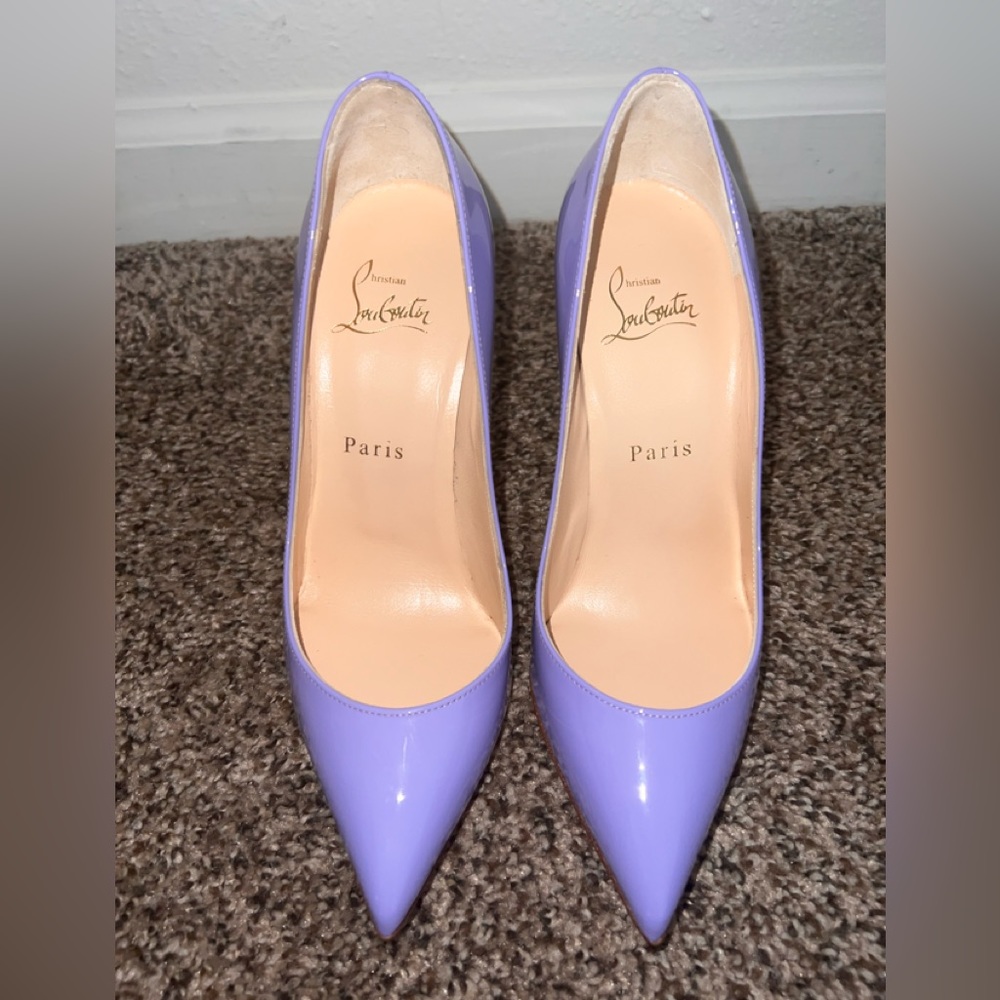 CHRISTIAN LOUBOUTIN Patent Pigalle Follies 100 Pumps 36.5 Hortensia.